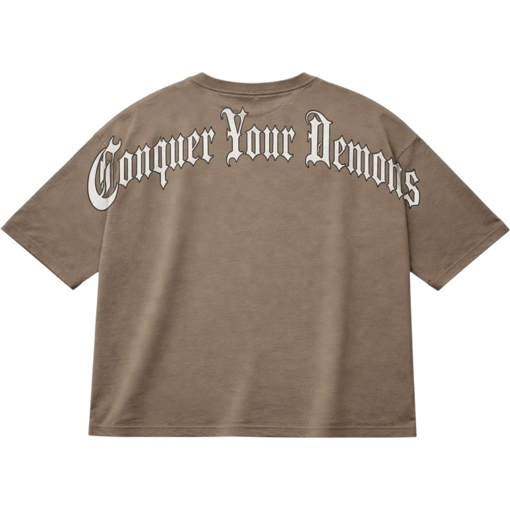 Timeless Cropped Oversized Tee In Harvest Brown