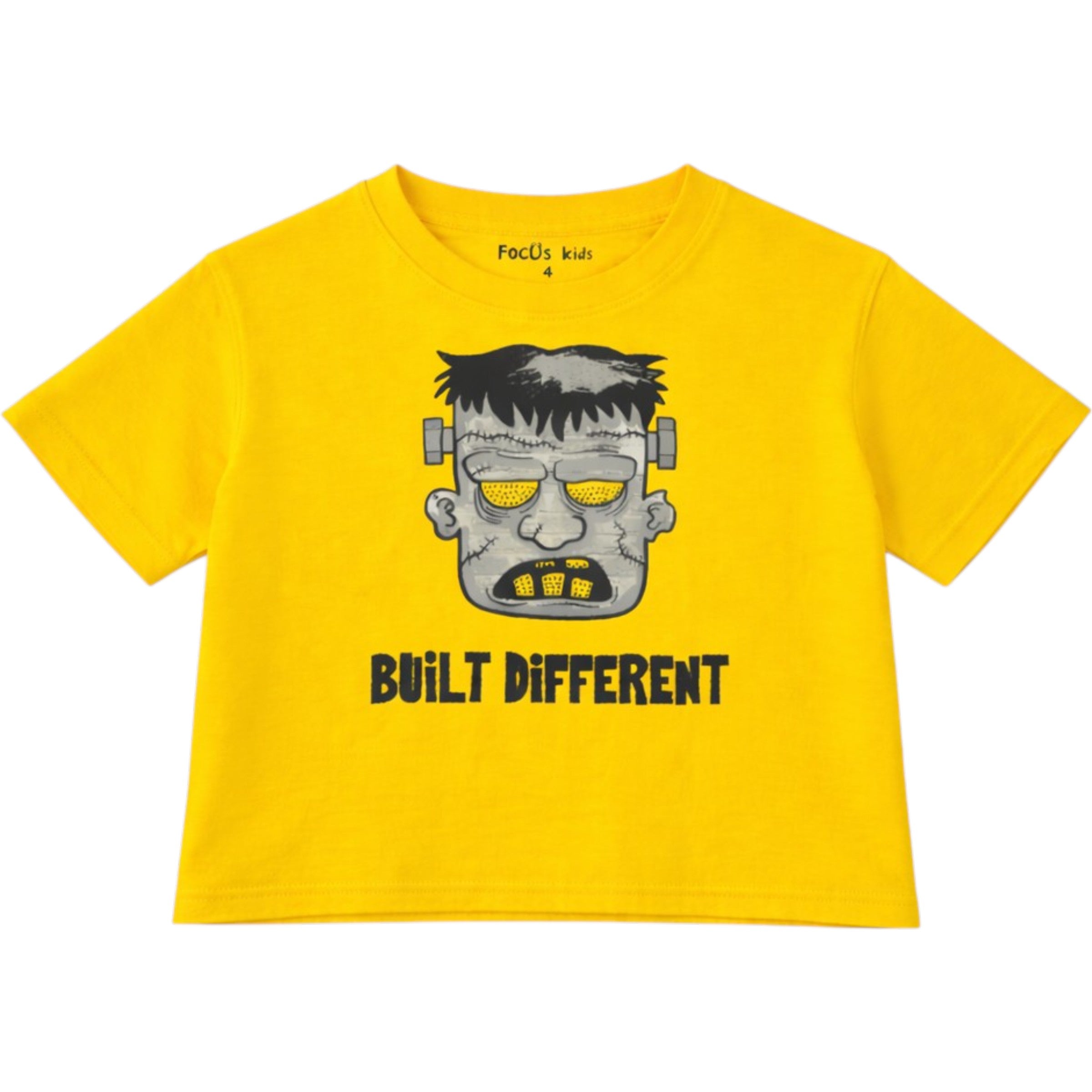 Kids Built Different Cropped Tee In Yellow