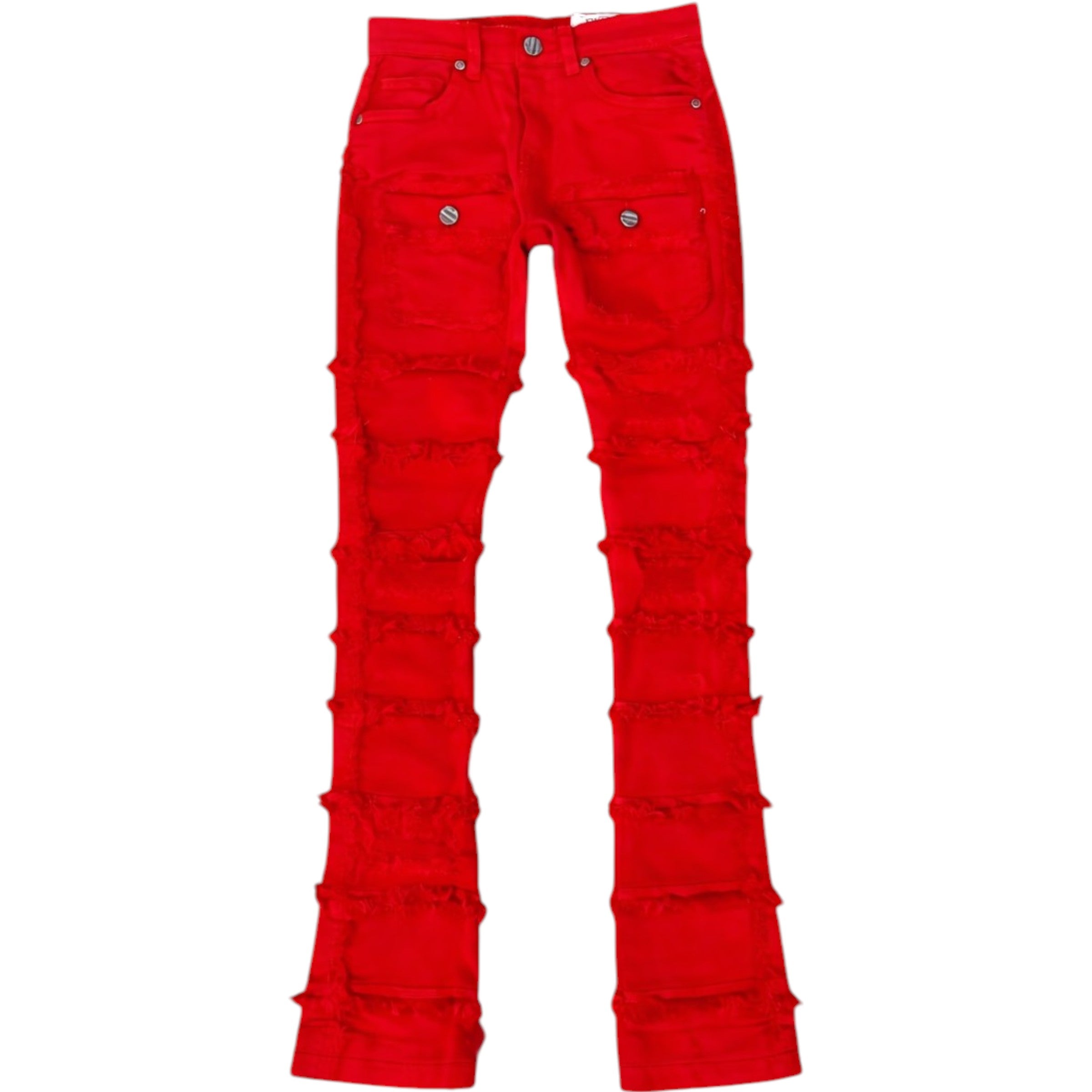 Kids Static Cargo Stacked Denim In Red