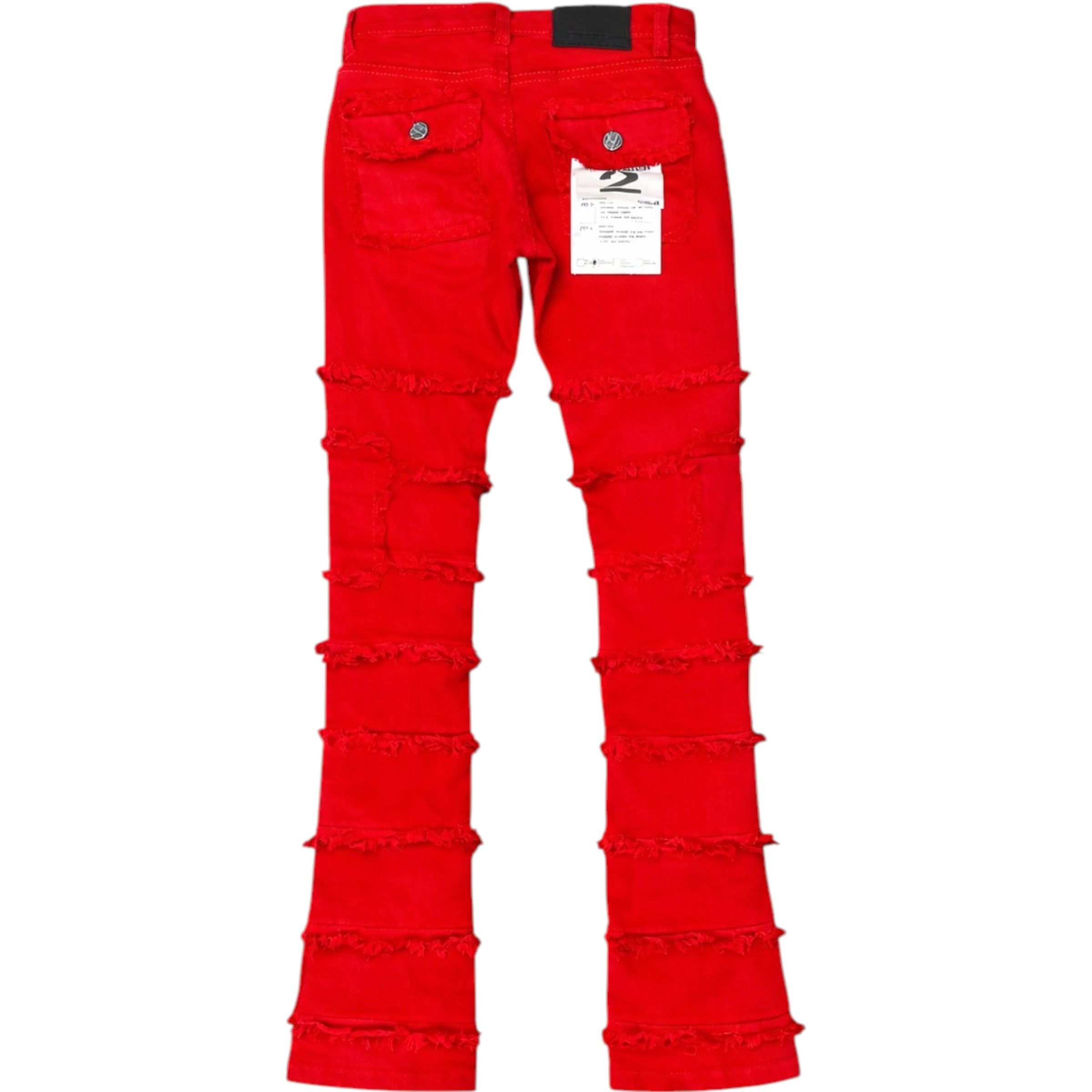 Kids Static Cargo Stacked Denim In Red