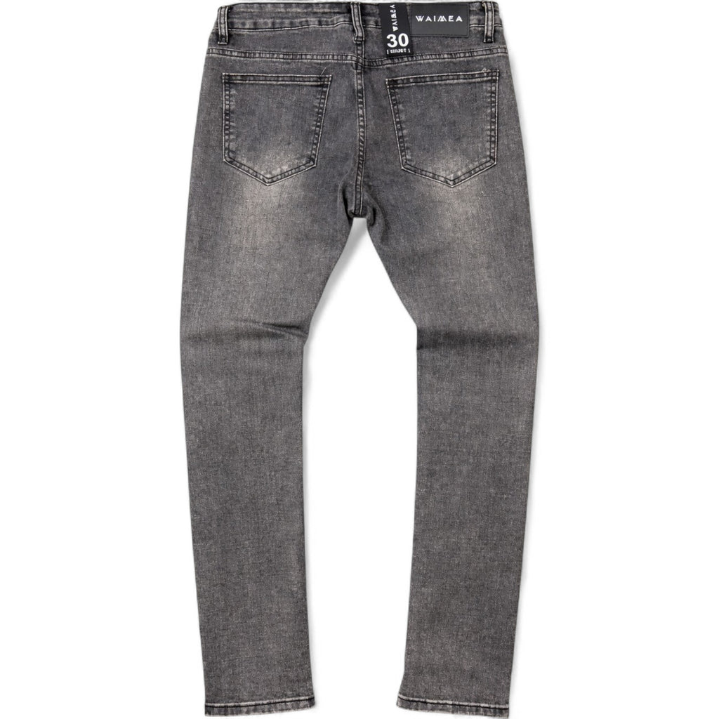 Men's Skinny Fit Plain Rips Denim In Black Wash