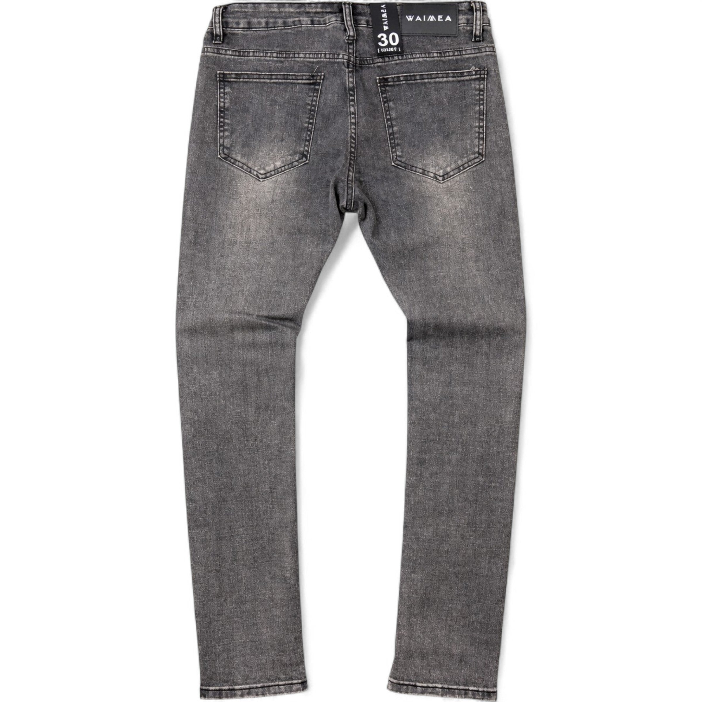 Men's Skinny Fit Plain Rips Denim In Black Wash