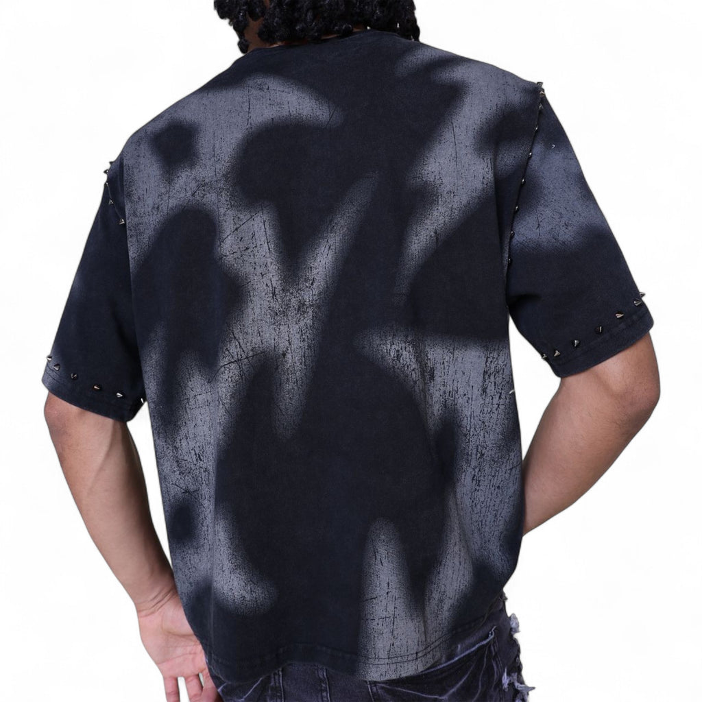 Ascended Studded  Oversized Cropped Tee In Black