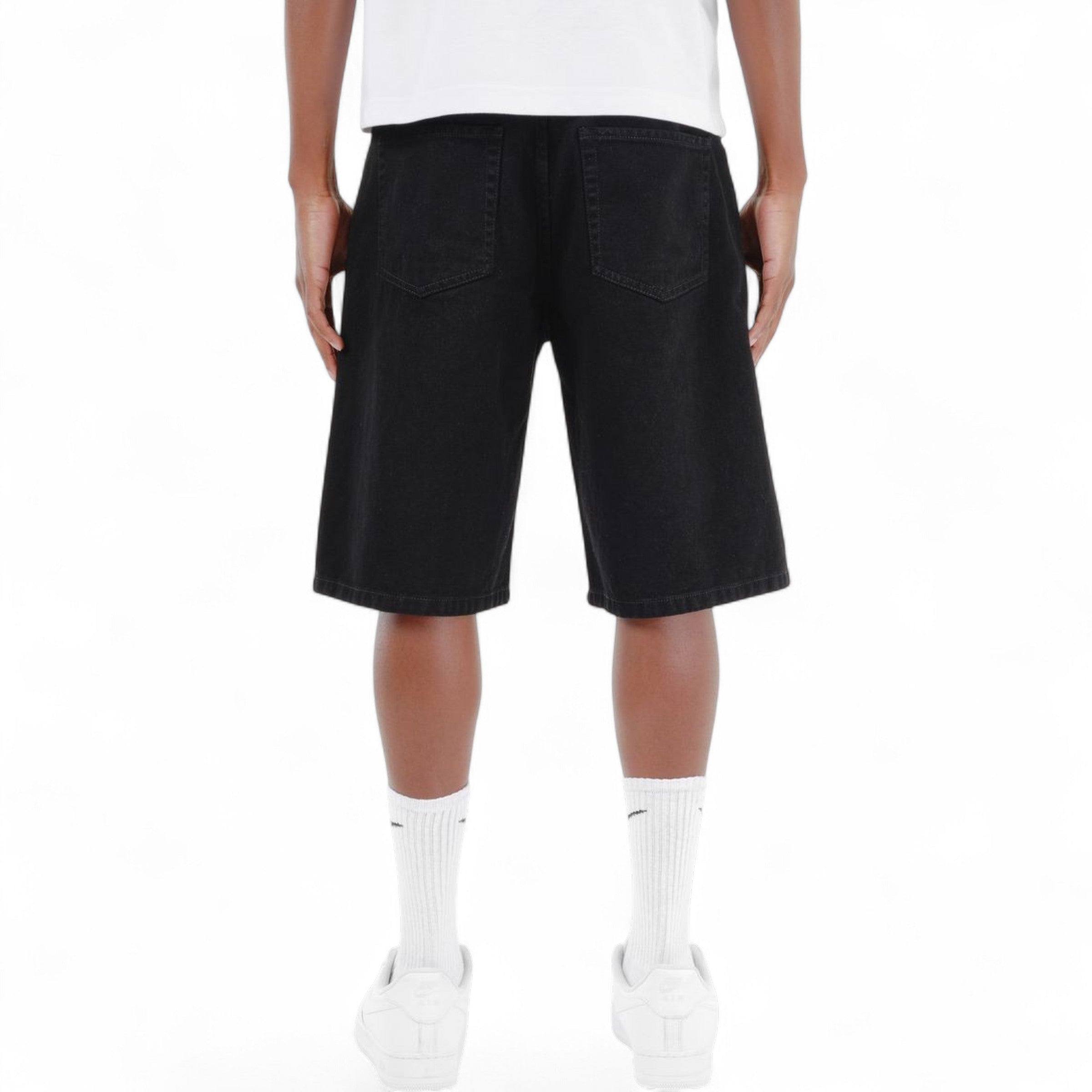 Men's Rip & Repair Relax Fit Denim Shorts In Black