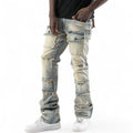 Men's Twill Multi Pockets Stacked Flare Denim In Tint