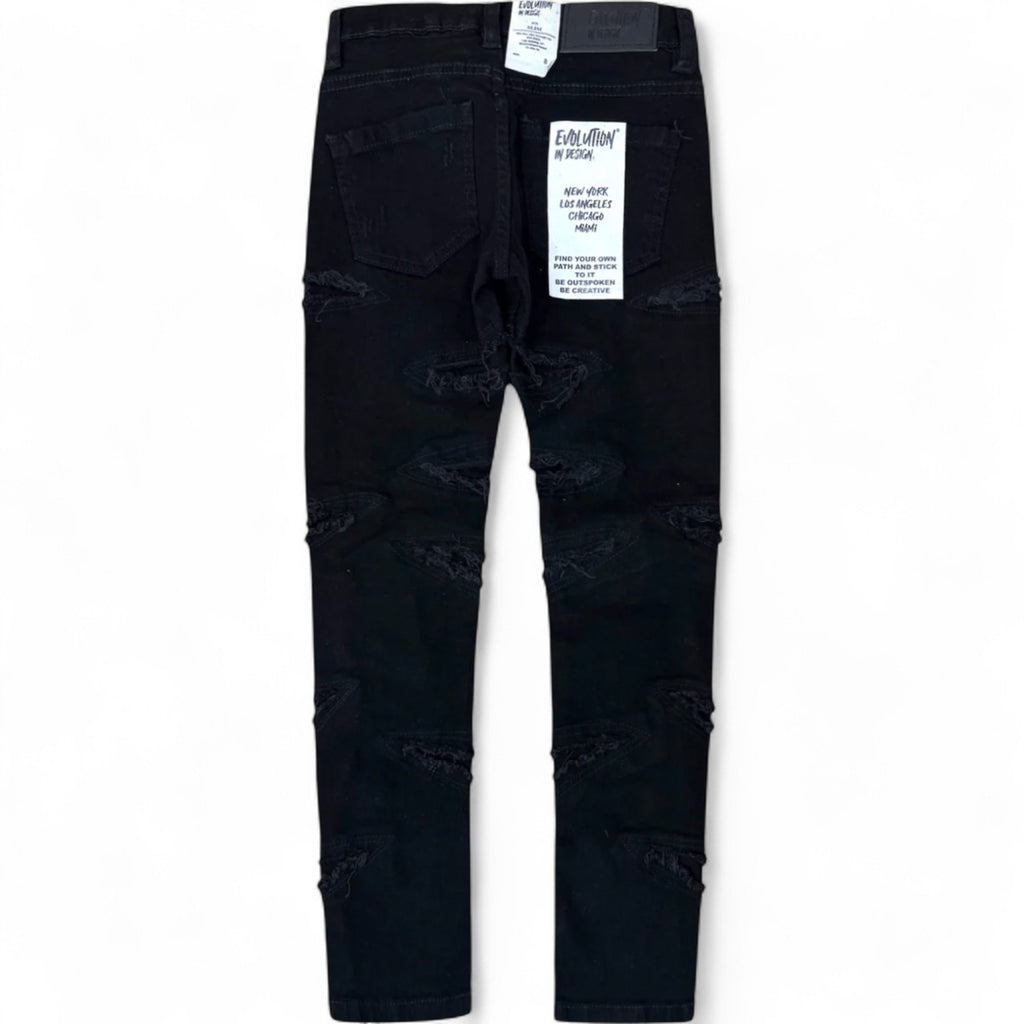 Kids Slim Fit Slim Darted Distressed Denim In Jet Black
