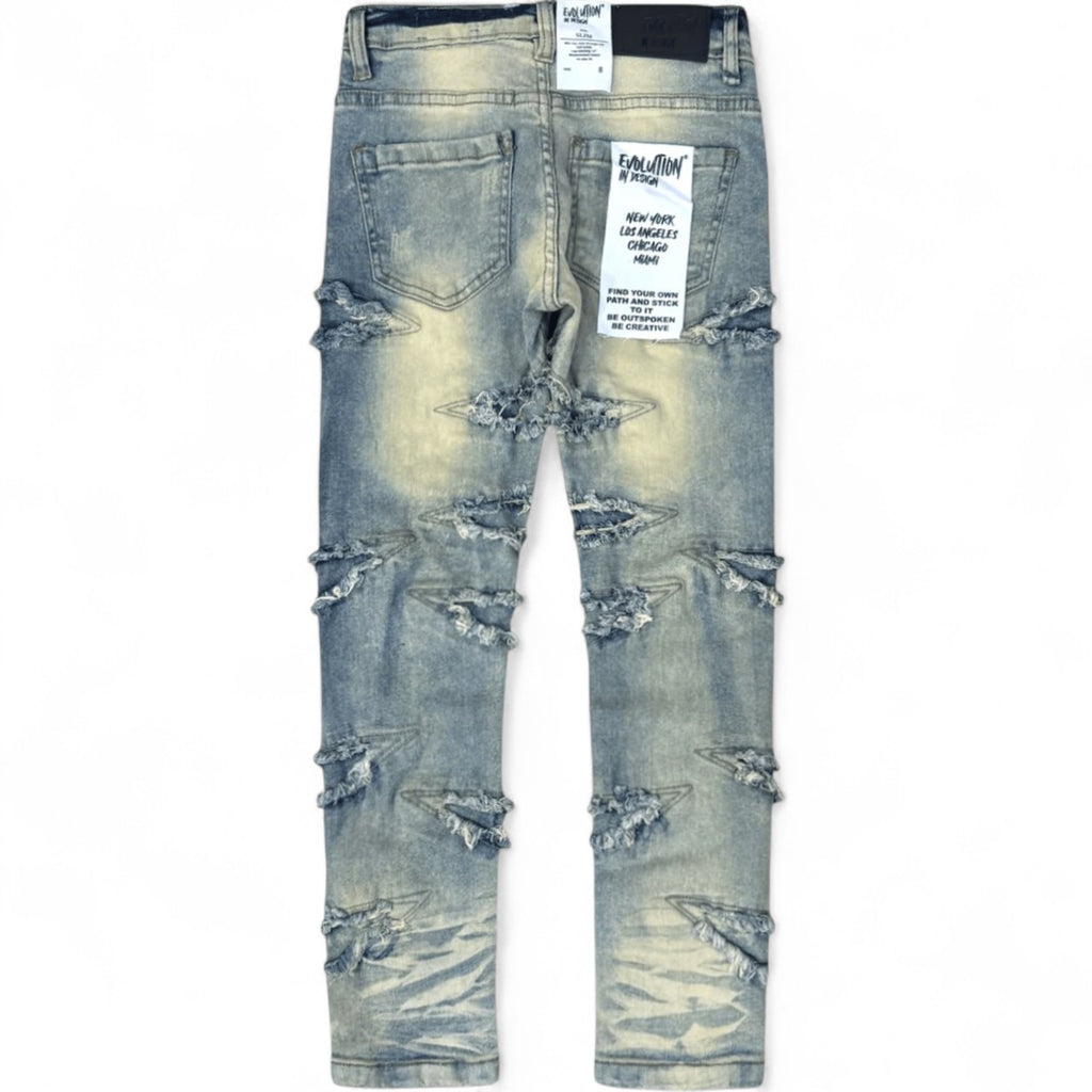 Kids Slim Fit Slim Darted Distressed Denim In Light Tint