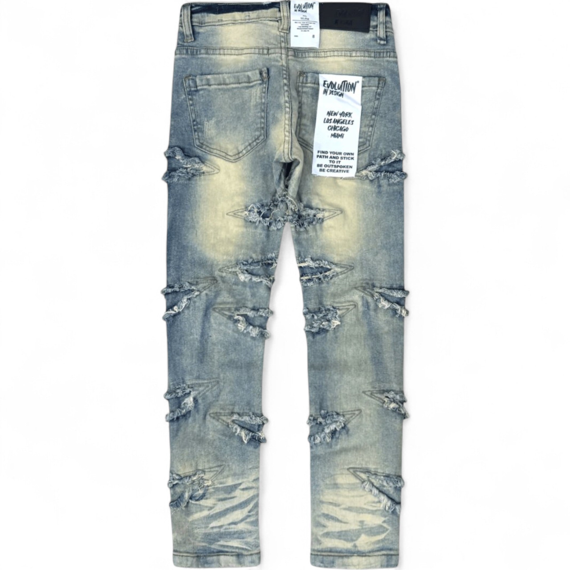 Kids Slim Fit Slim Darted Distressed Denim In Light Tint
