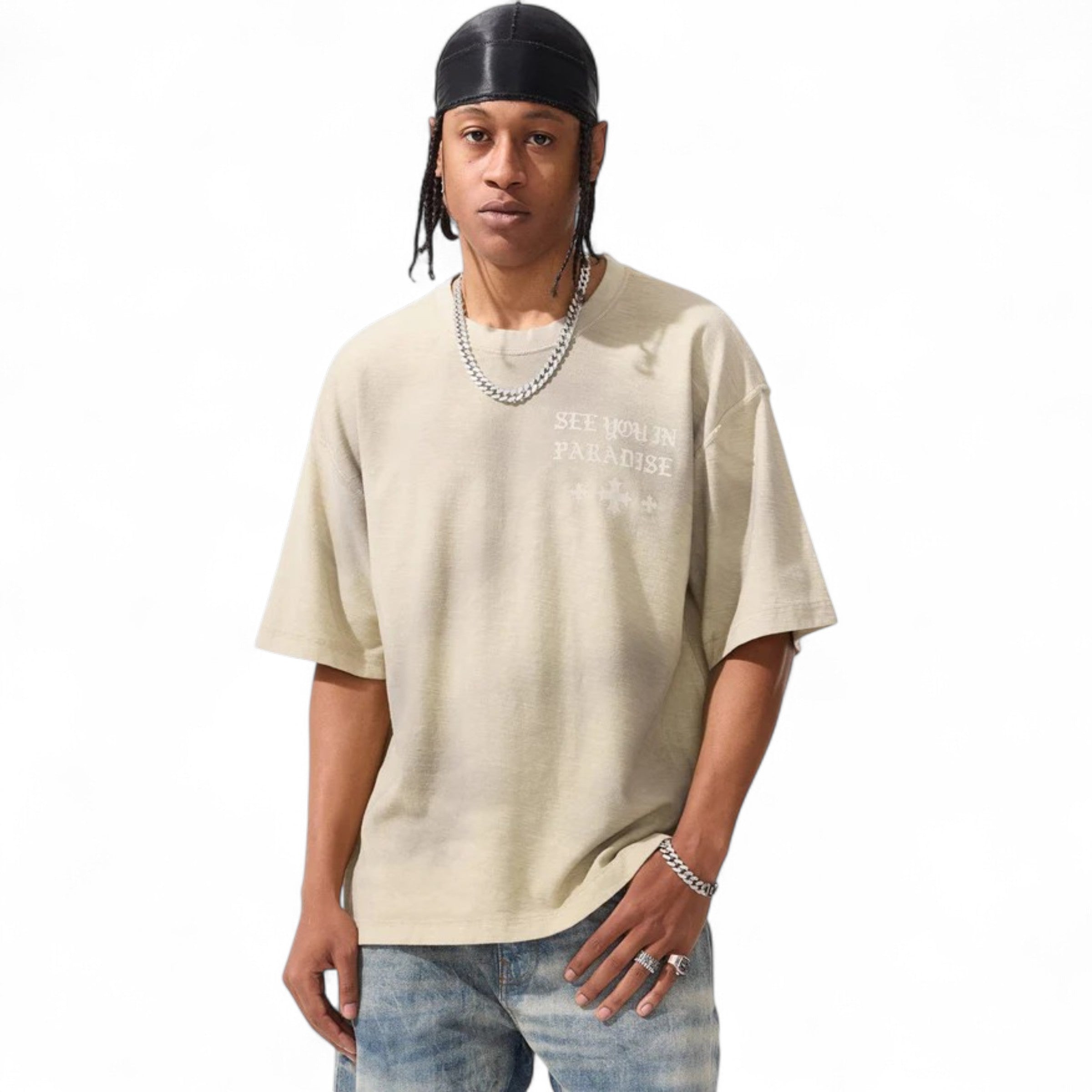 SYIP Inside Out Premium Tee In Cream Wash