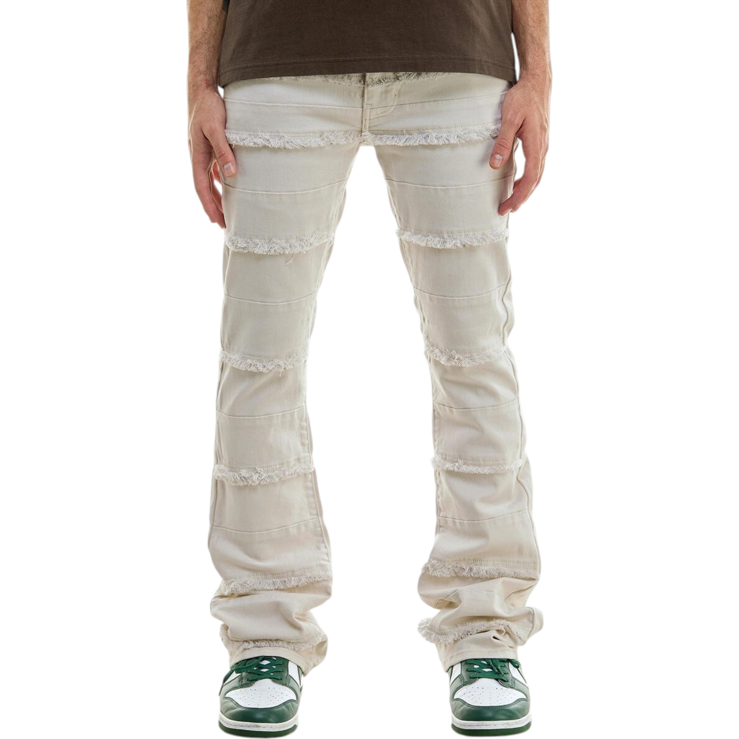 Men's Paneled Stacked Denim In Cream