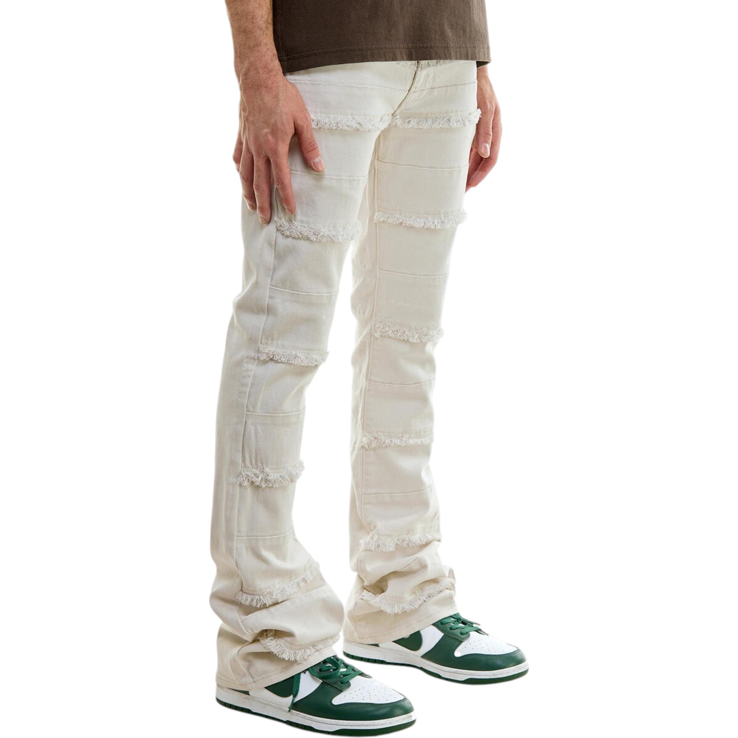 Men's Paneled Stacked Denim In Cream