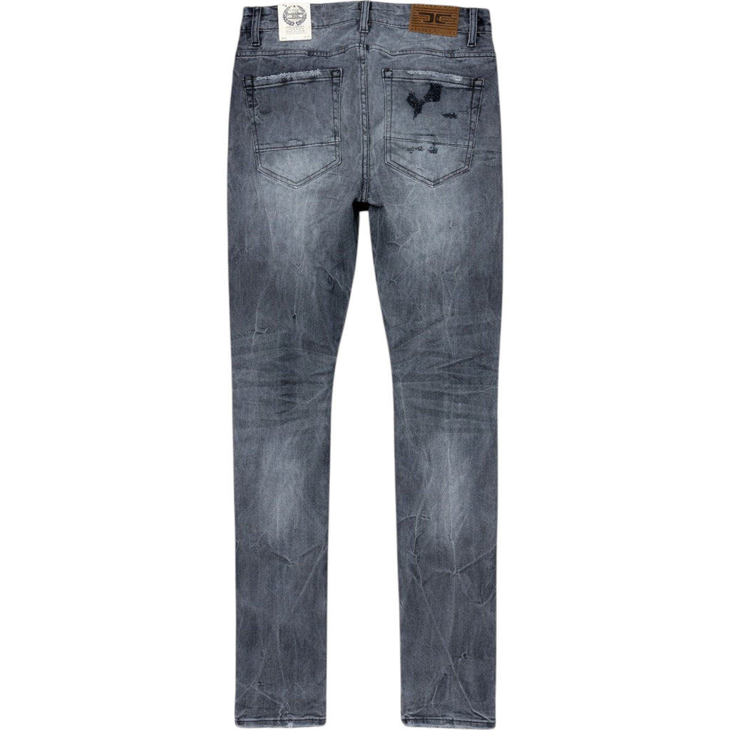 Men's Slim Fit Sean Shredded Distressed Denim In Smoked Grey