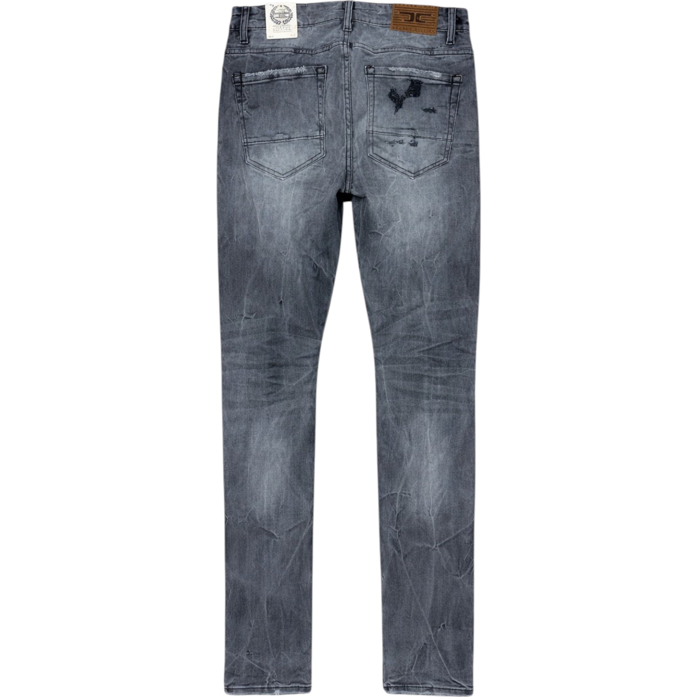 Men's Slim Fit Sean Shredded Distressed Denim In Smoked Grey