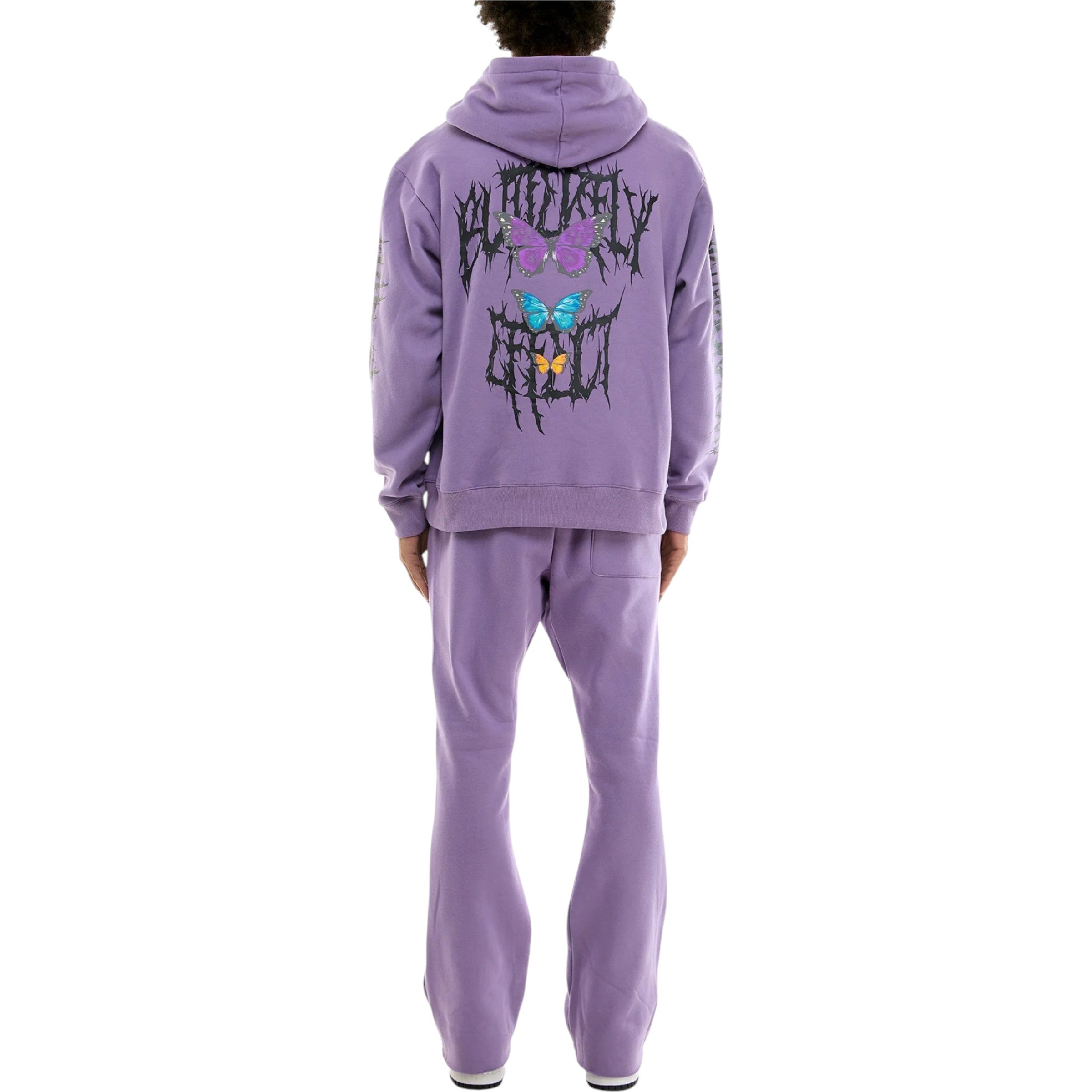 Men's Fleece Hoodie Butterfly Effect In Purple