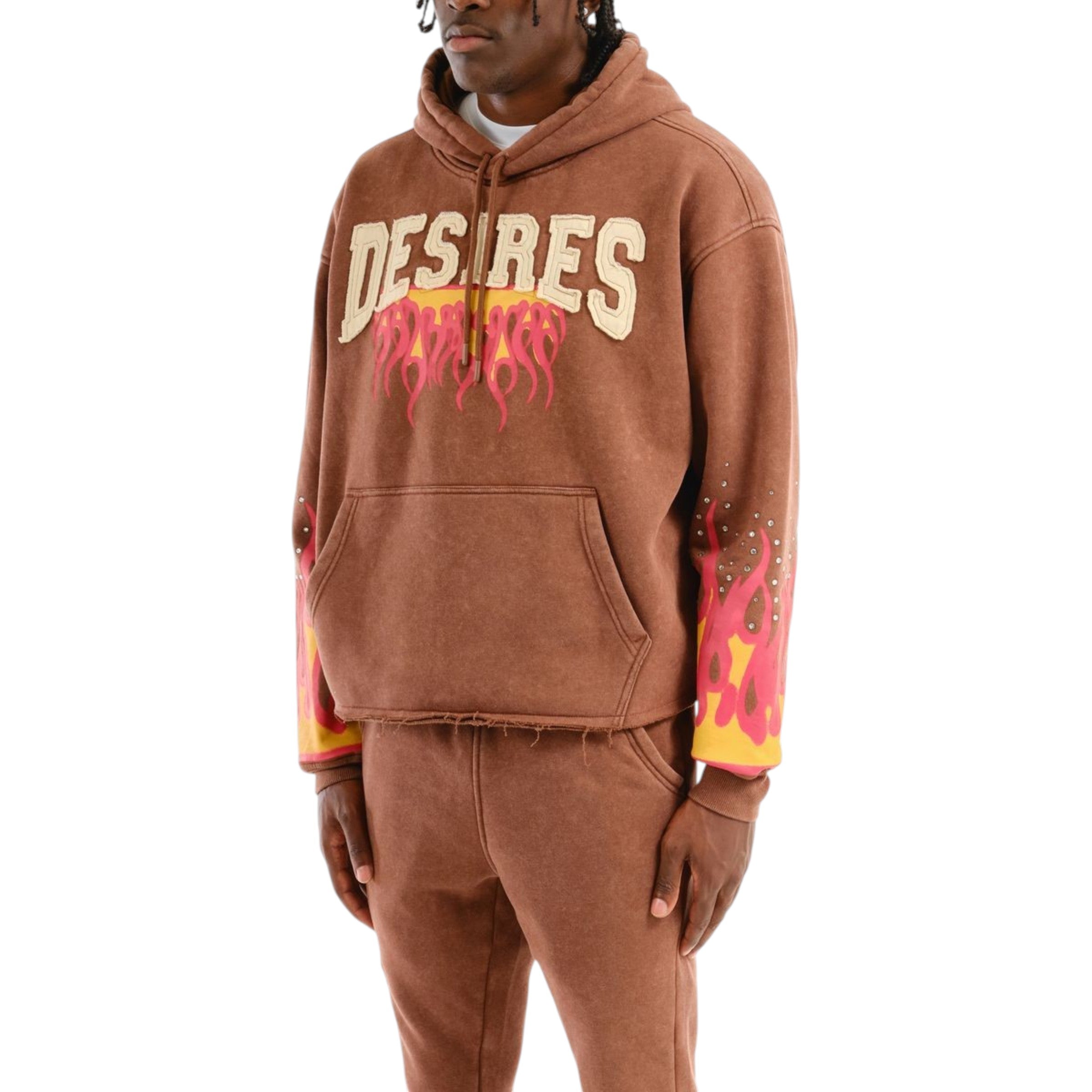 Men's Desires Cropped Hoodie In Brown