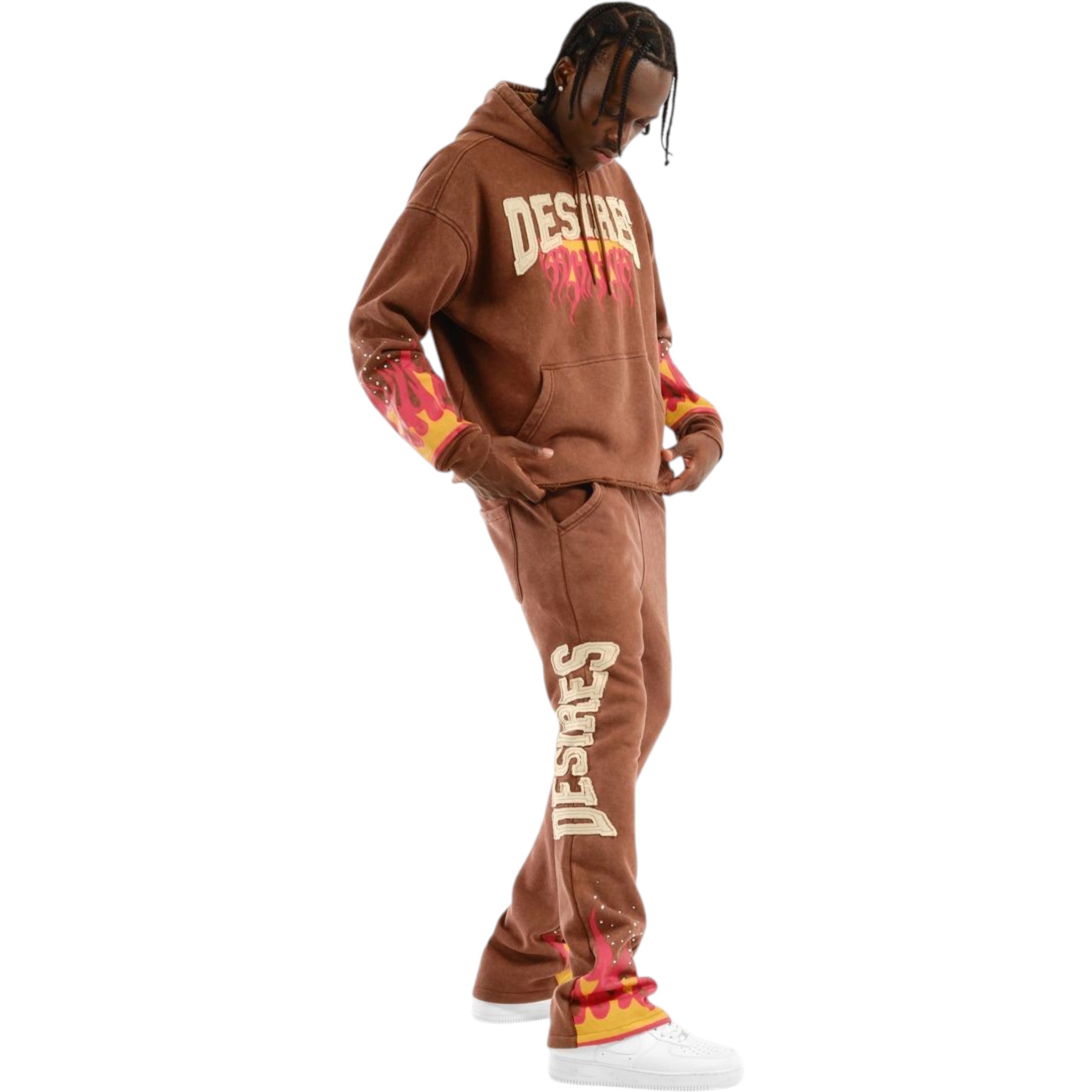 Men's Desires Cropped Hoodie In Brown