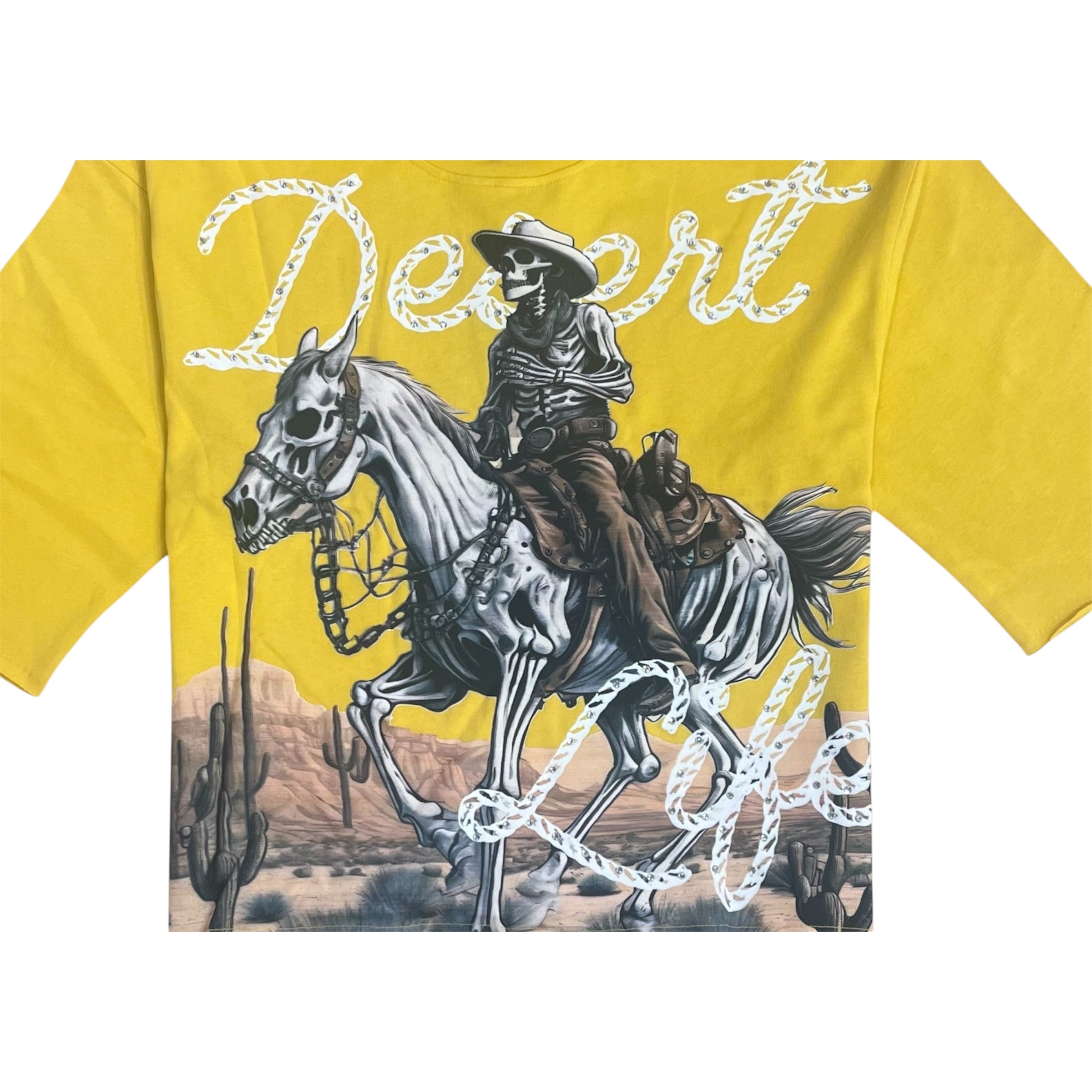 Desert Life Cropped Oversized Tee In Yellow