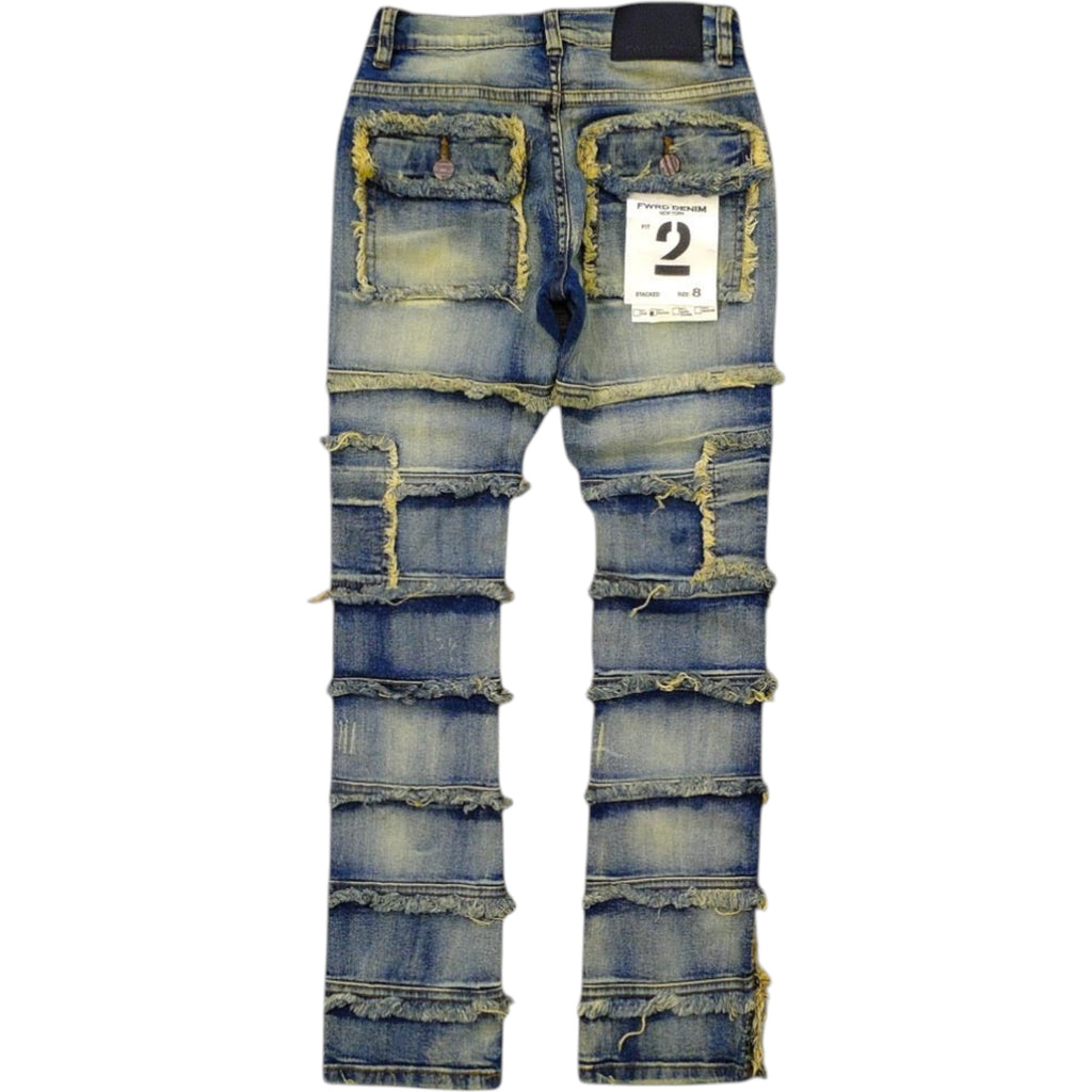Kids Patchwork Stacked Denim In Light Tint