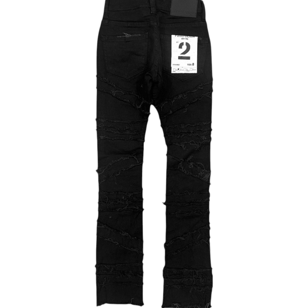 Kids Crossover Stacked Denim In Black