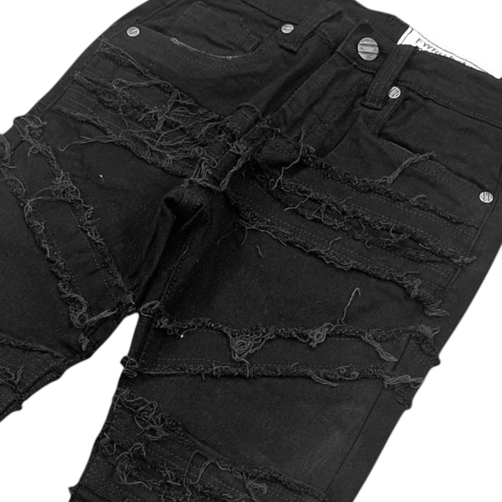 Kids Crossover Stacked Denim In Black