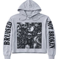 Men's Bruised Not Broken Skulls Cropped Hoodie in Grey