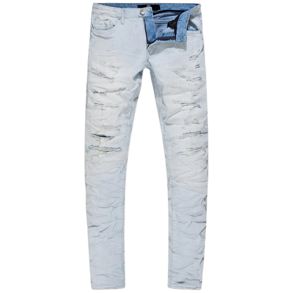Men's Slim Fit Sean Crushed & Rolled Distressed Denim In Ice White