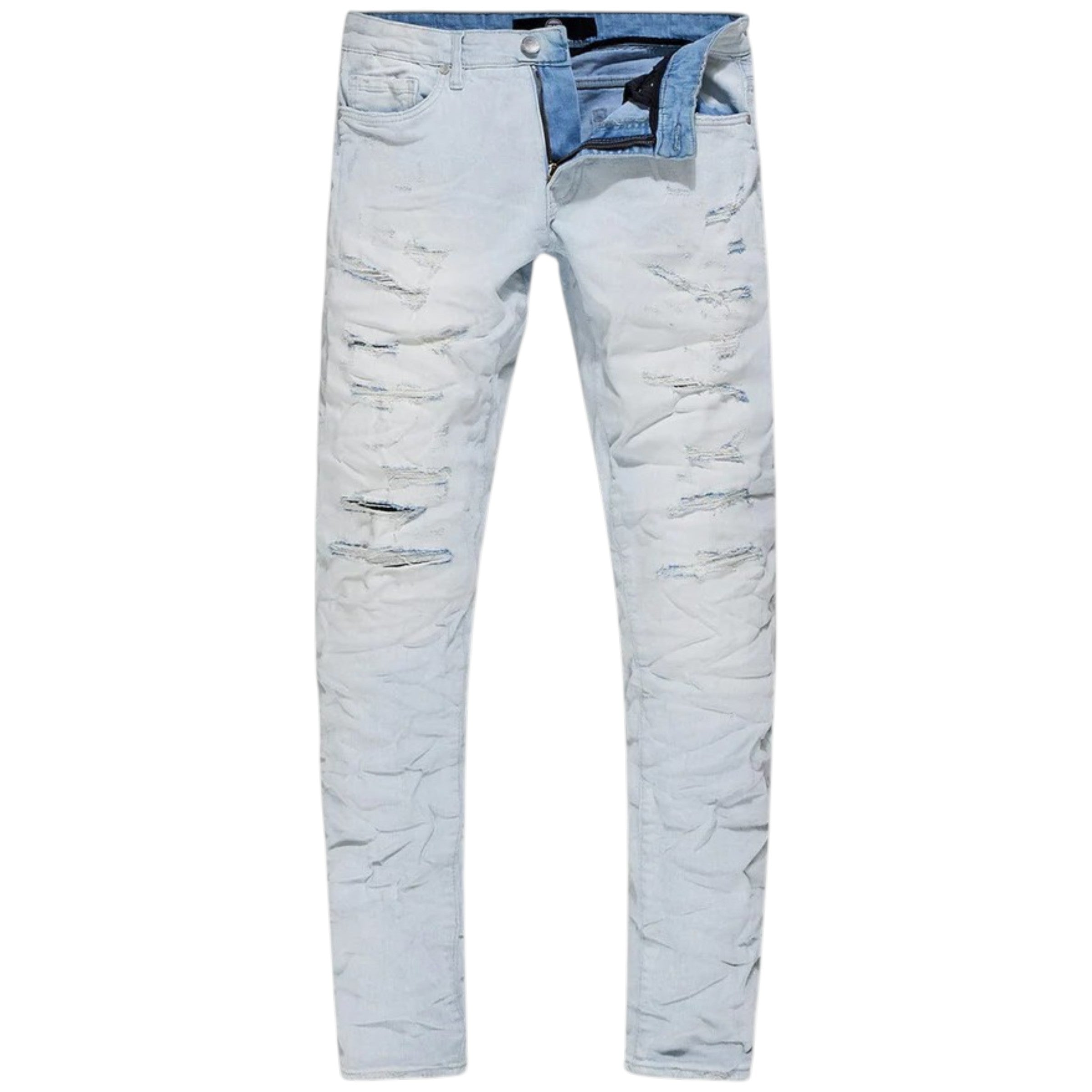 Men's Slim Fit Sean Crushed & Rolled Distressed Denim In Ice White