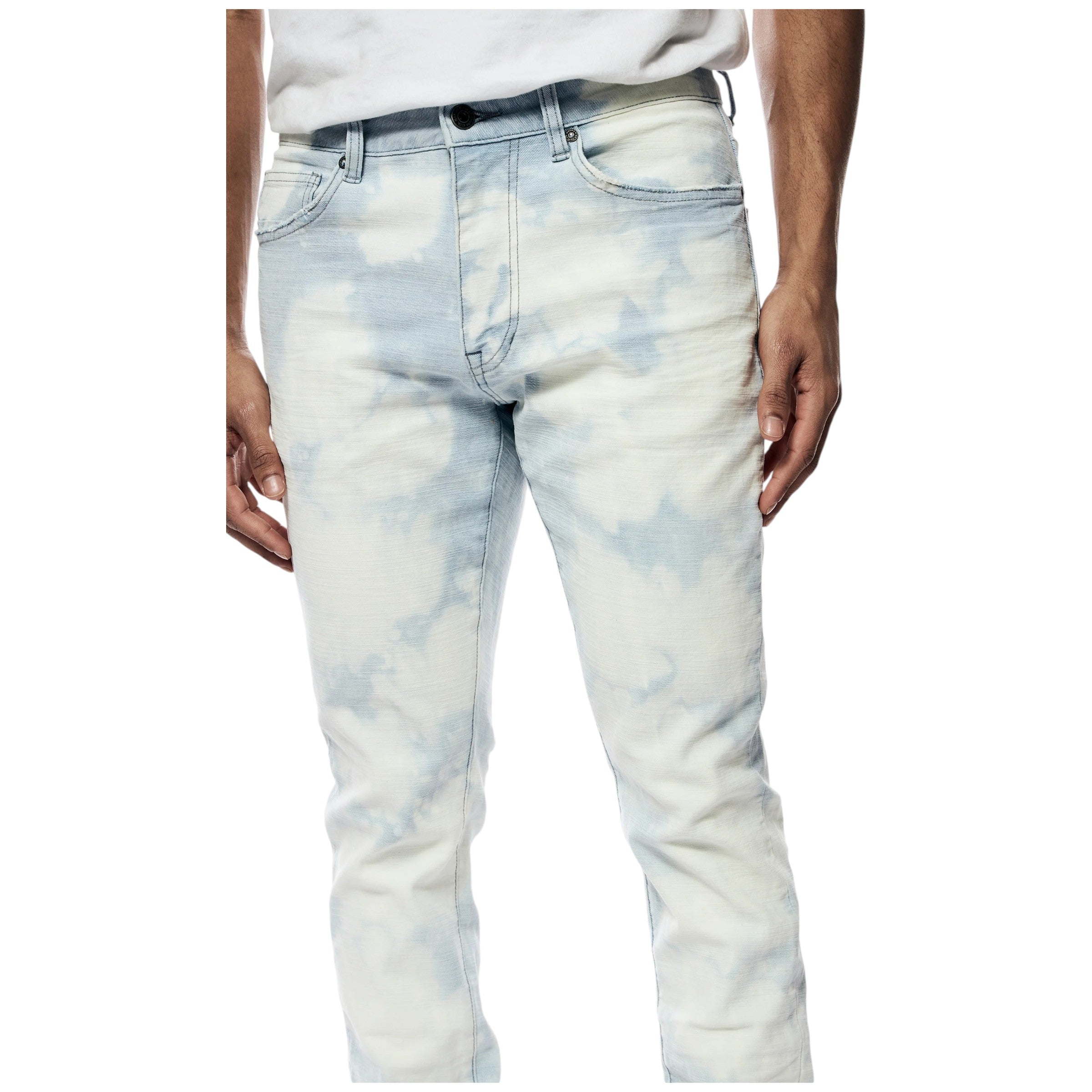 Slim Fit Spotted Bleached Denim In Bleach Wash