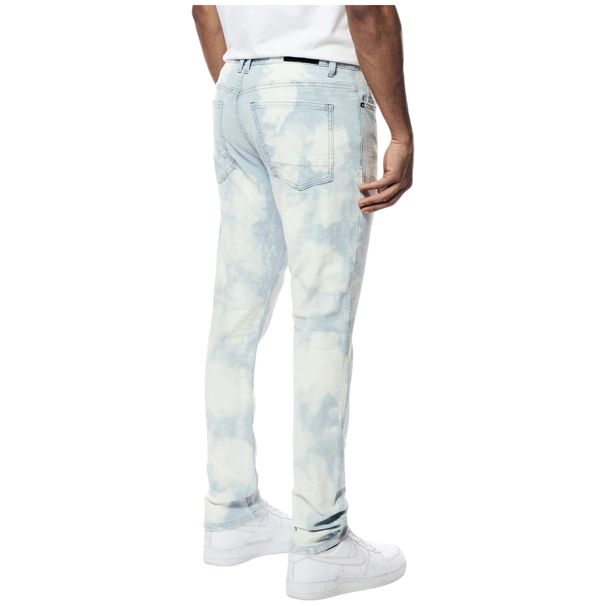 Slim Fit Spotted Bleached Denim In Bleach Wash