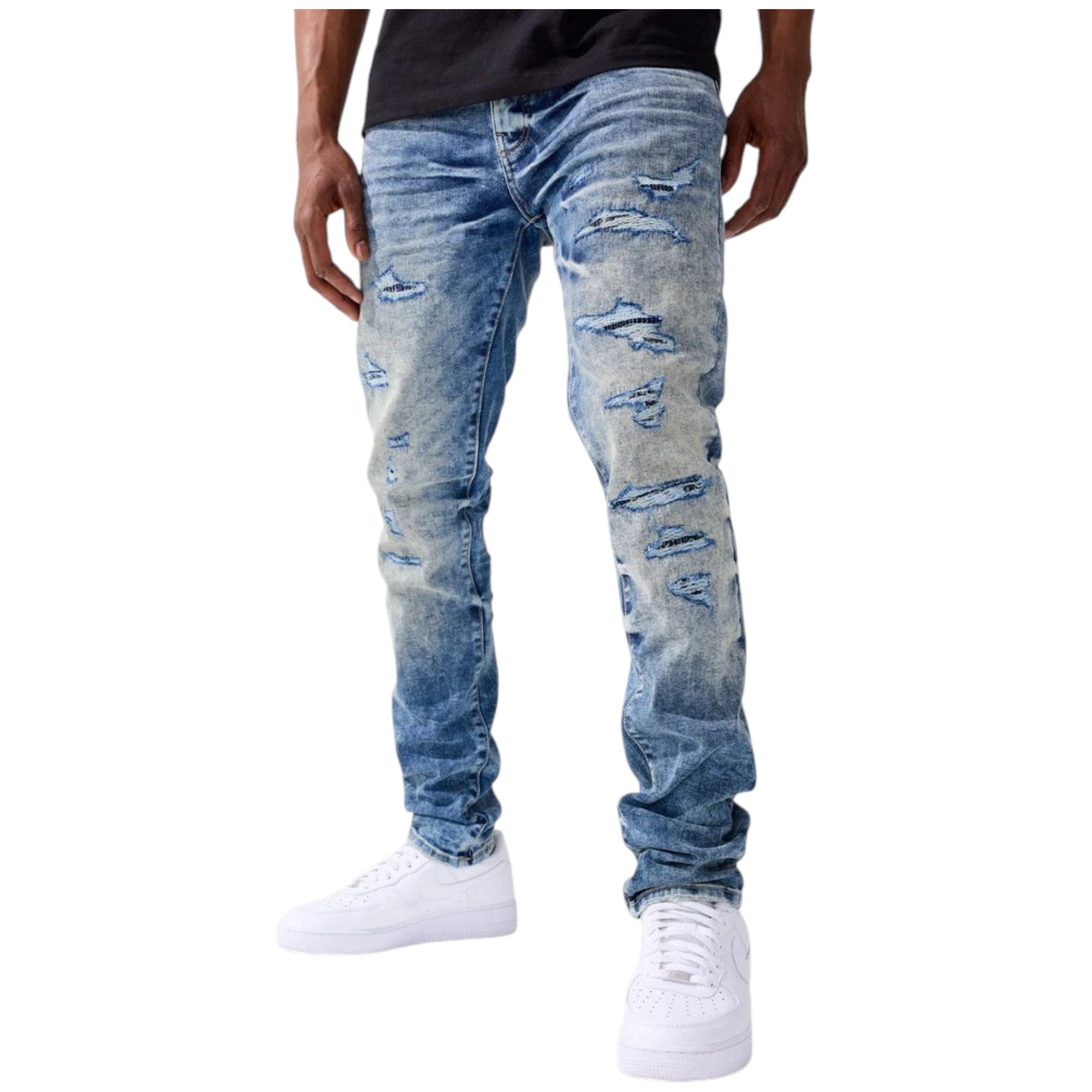 Men's Slim Fit Sean Small Rips Distressed Denim In Desert Storm
