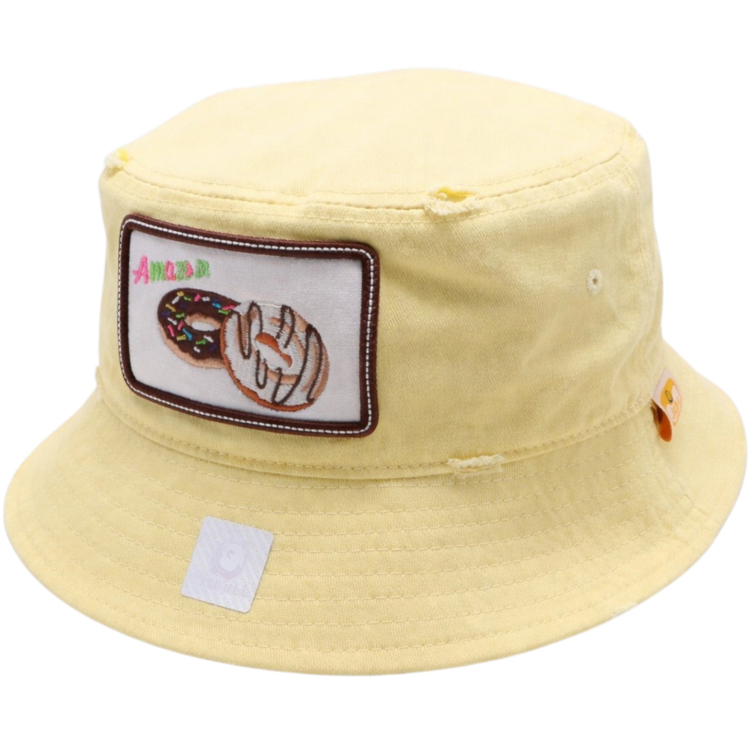 Donut2 Patch Bucket Hat In Vanilla Yellow
