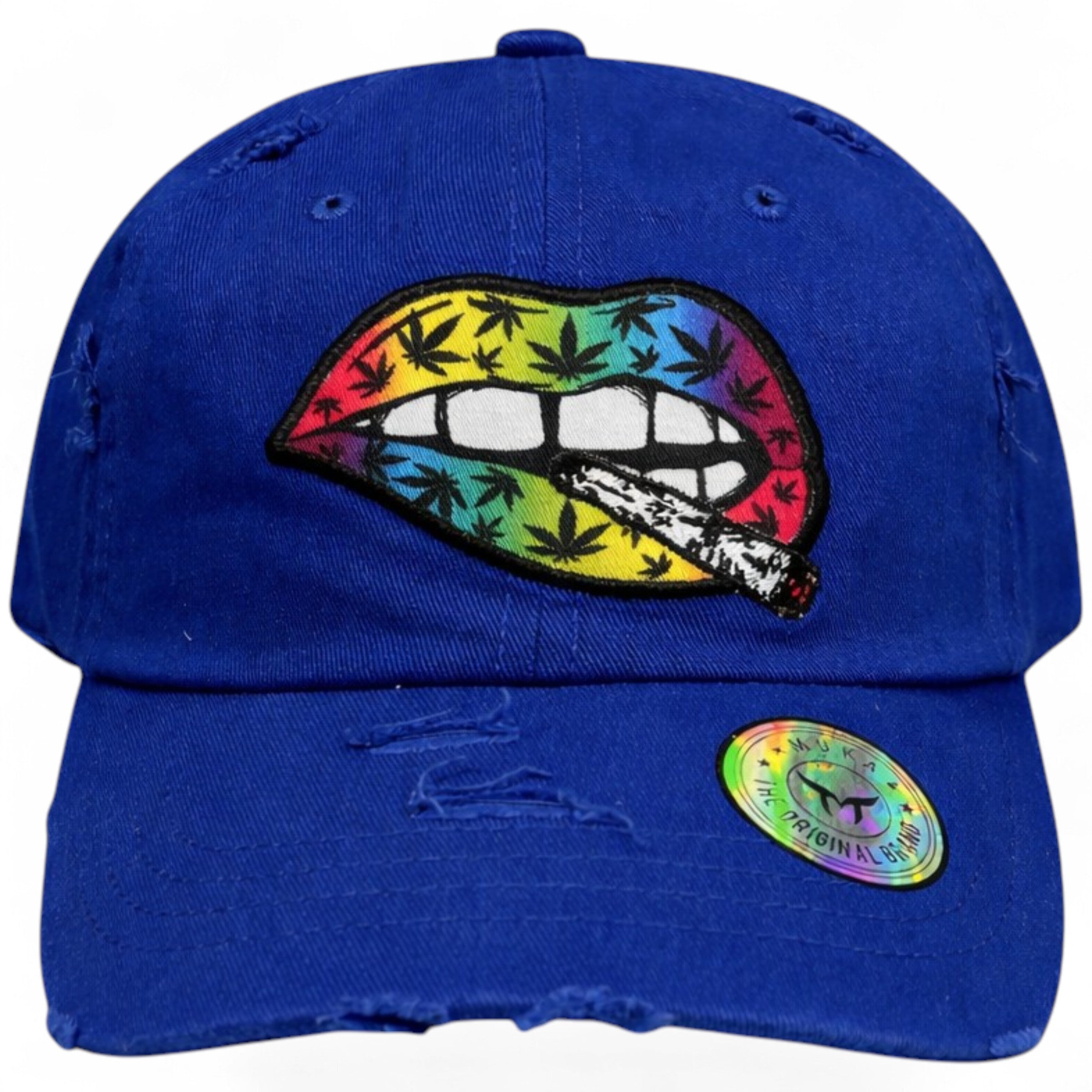Rainbow Lips Dad Hat In Blue