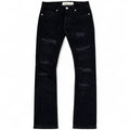Kids Worn Down Stacked Flared Denim In Black