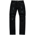 Kids Slim Fit Double Whisker Distressed Denim In Jet Black