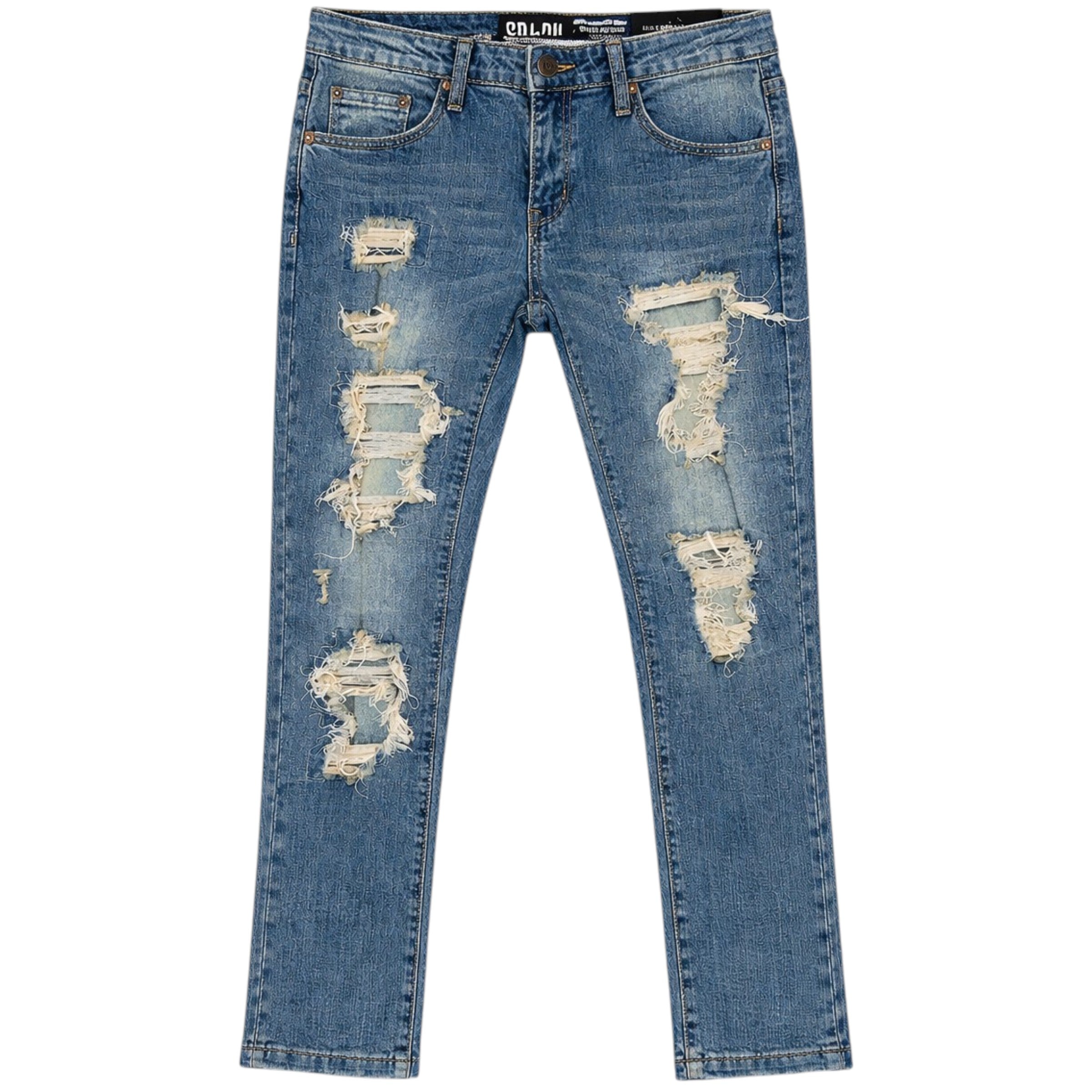 Kids Slim Fit Rip & Repaired Distressed Denim In Vintage