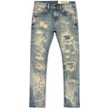 Kids Slim Fit Gashed Distressed Denim In Light Tint
