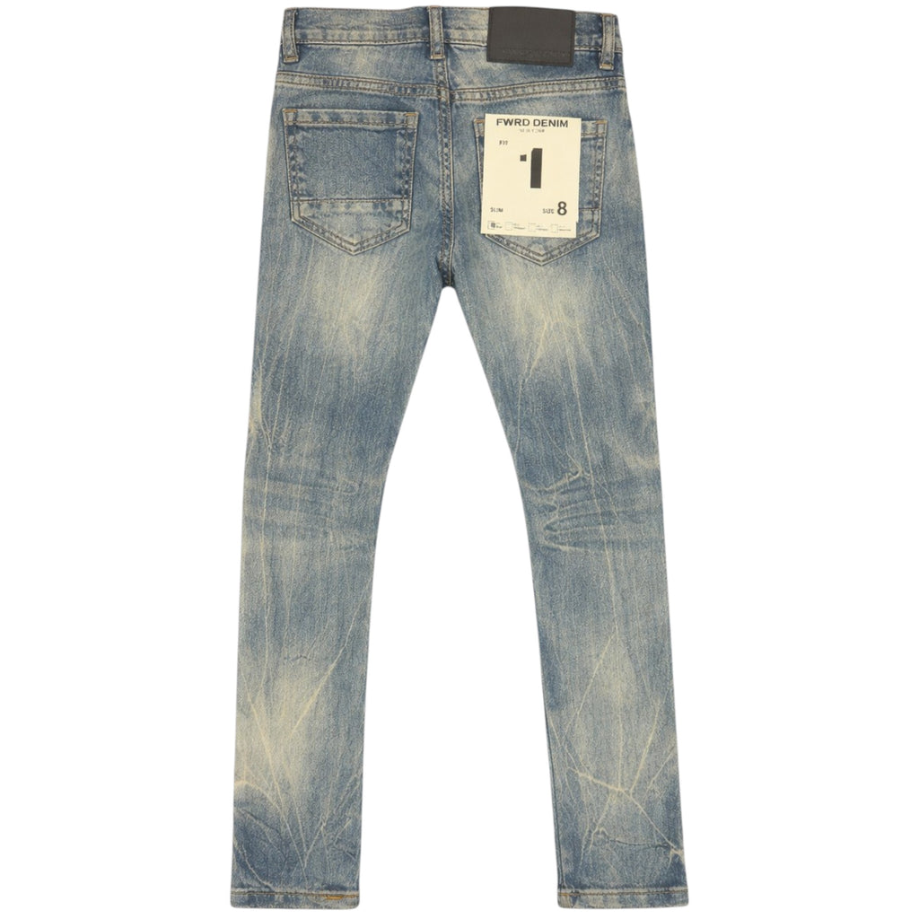 Kids Slim Fit Gashed Distressed Denim In Light Tint