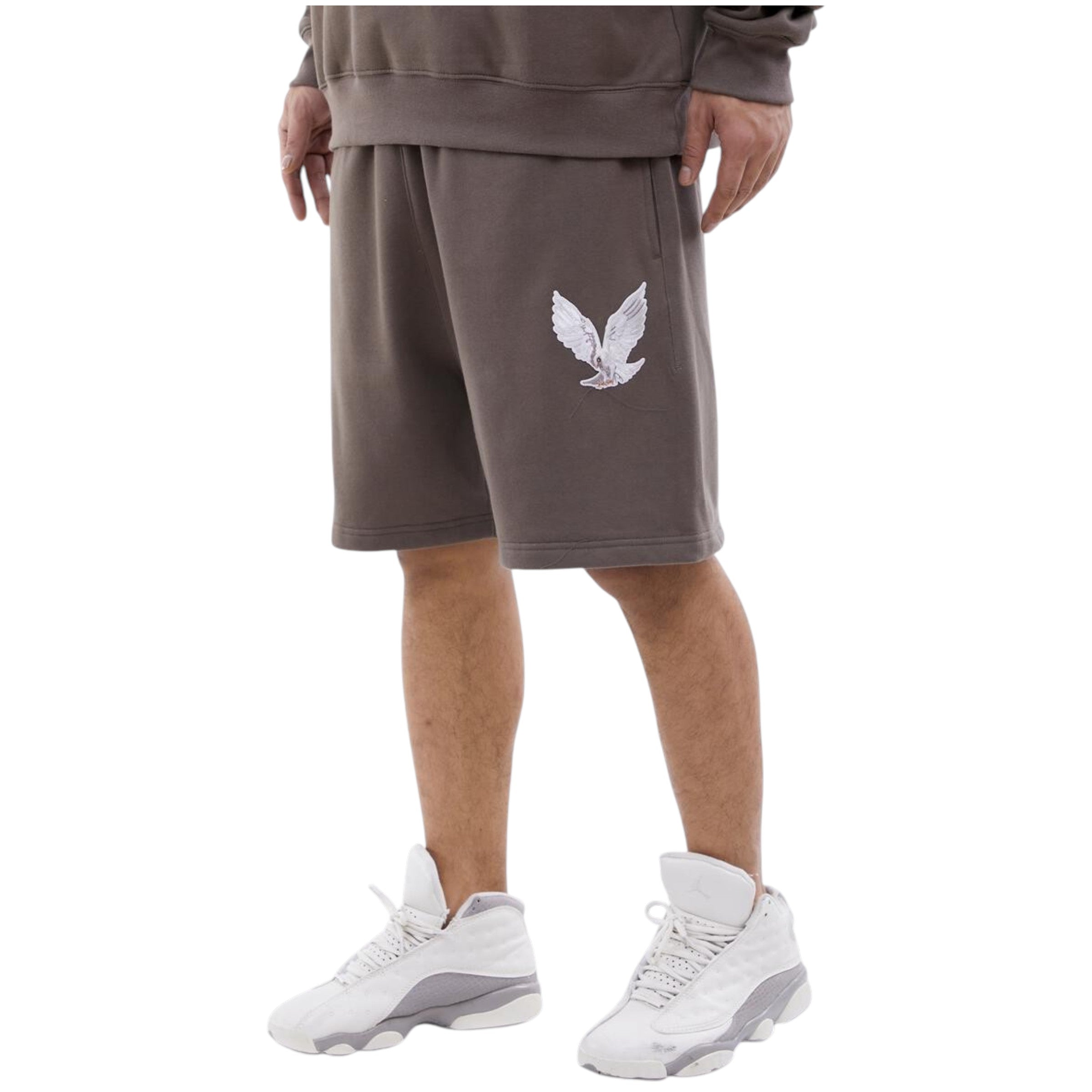 Neutral Dove Oversize Knit Shorts In Brown