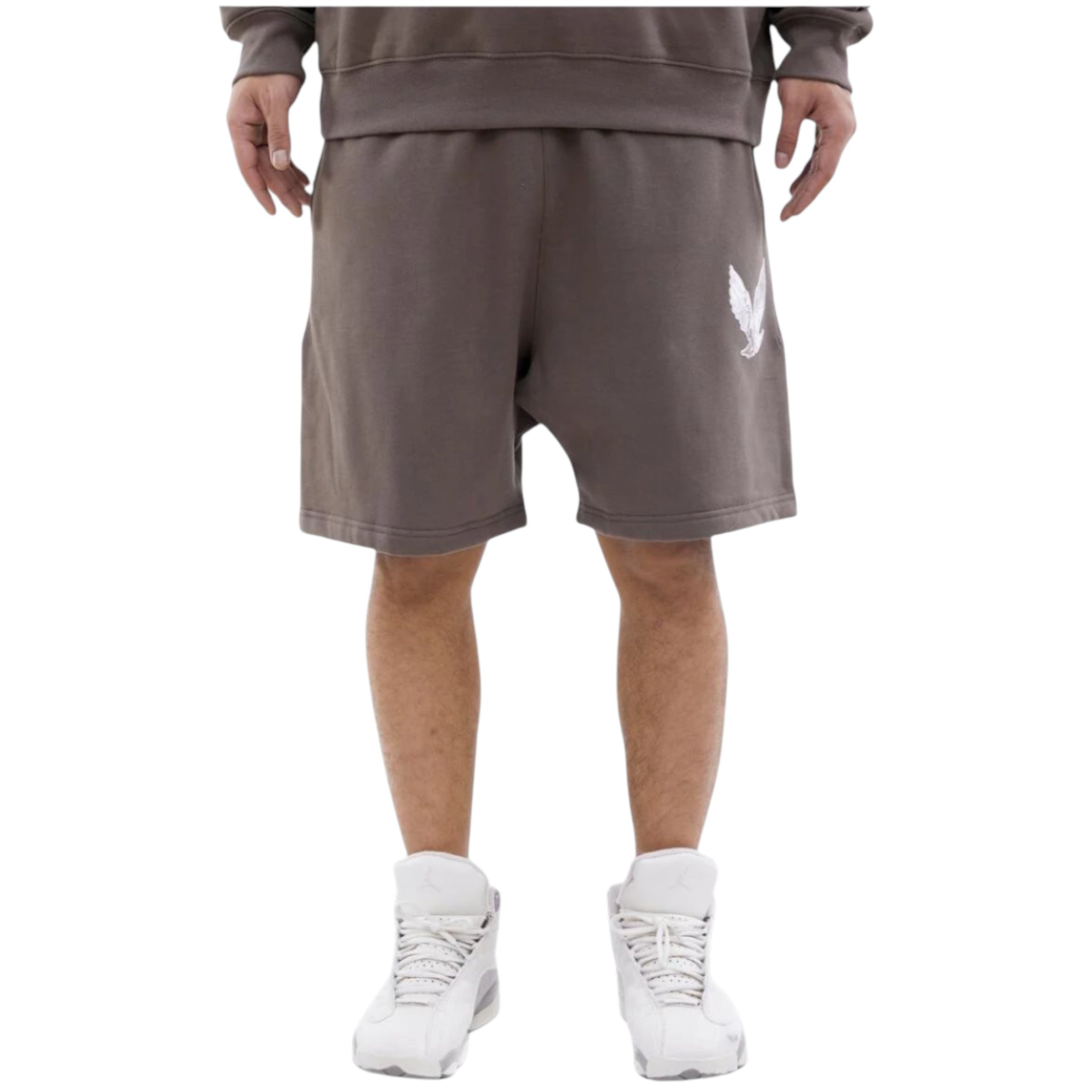 Neutral Dove Oversize Knit Shorts In Brown