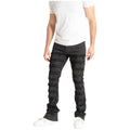 Men's Stretch Distressed Stacked Flare Denim In Jet Black