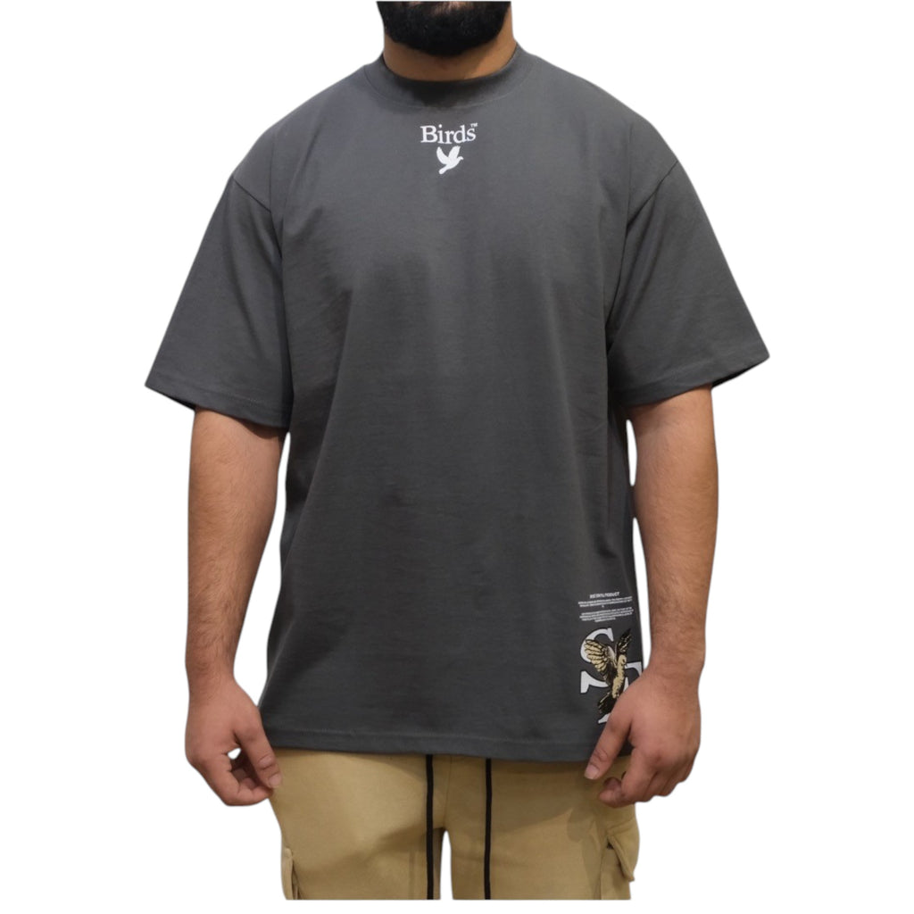 Niner Premium  Oversized Tee In Charcoal