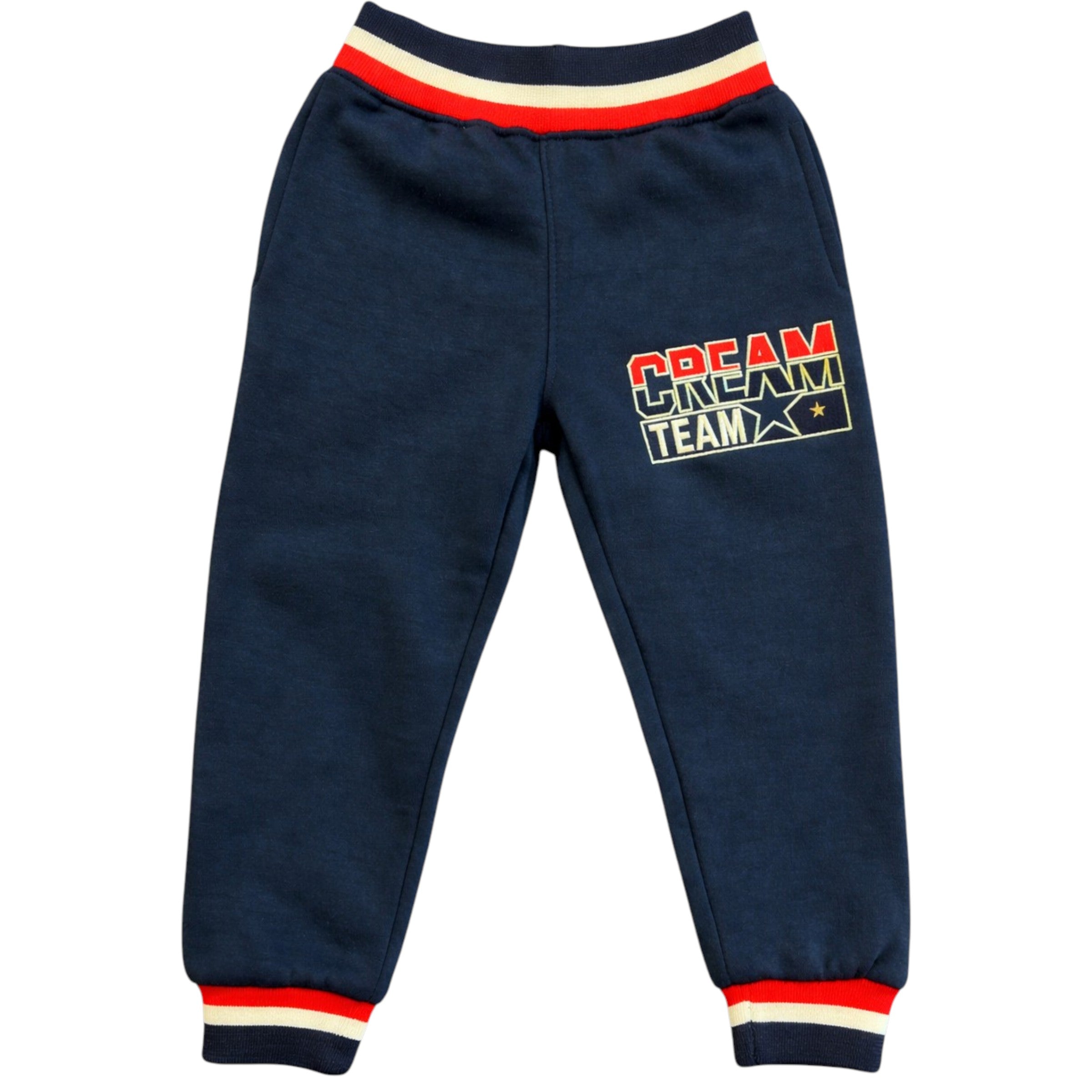Kids Cream Team Sweatpants Joggers In Navy