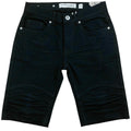Men's Biker Distressed Denim Shorts In Black