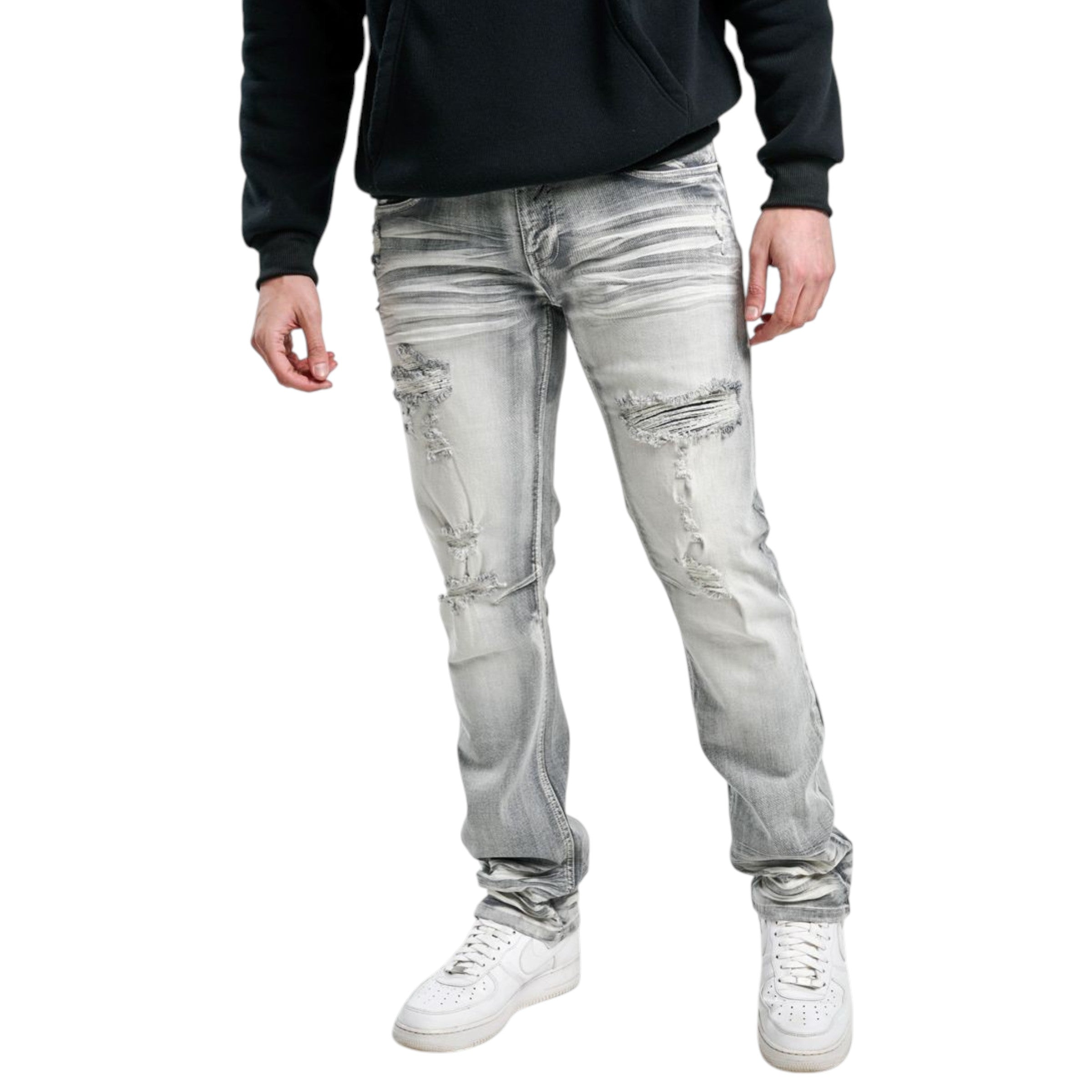 Men's Slim Straight Stretch Denim in Grey