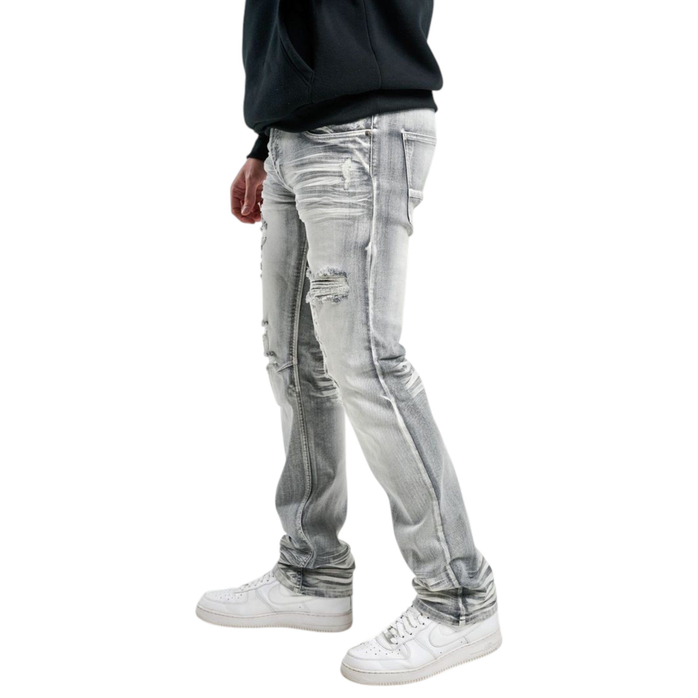 Men's Slim Straight Stretch Denim in Grey