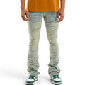 Men's Raw Edge Skinny Stacked Flare Denim In Blue
