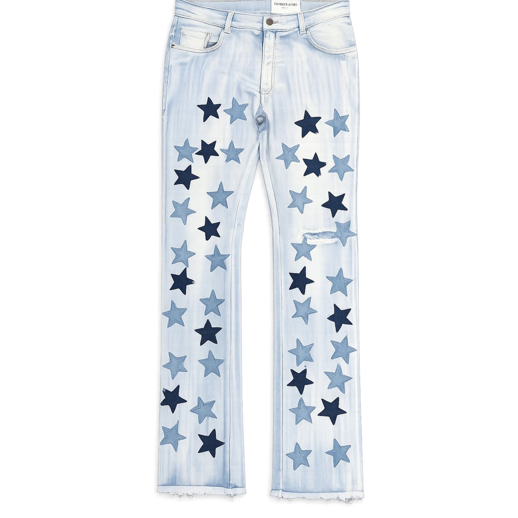 Men's Stars Stacked Flared Denim In Ice Blue