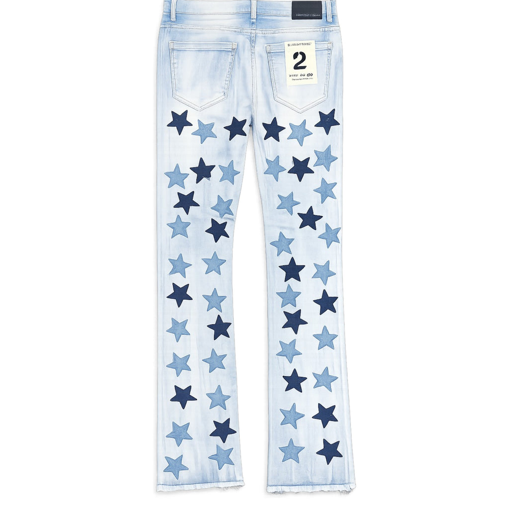 Men's Stars Stacked Flared Denim In Ice Blue