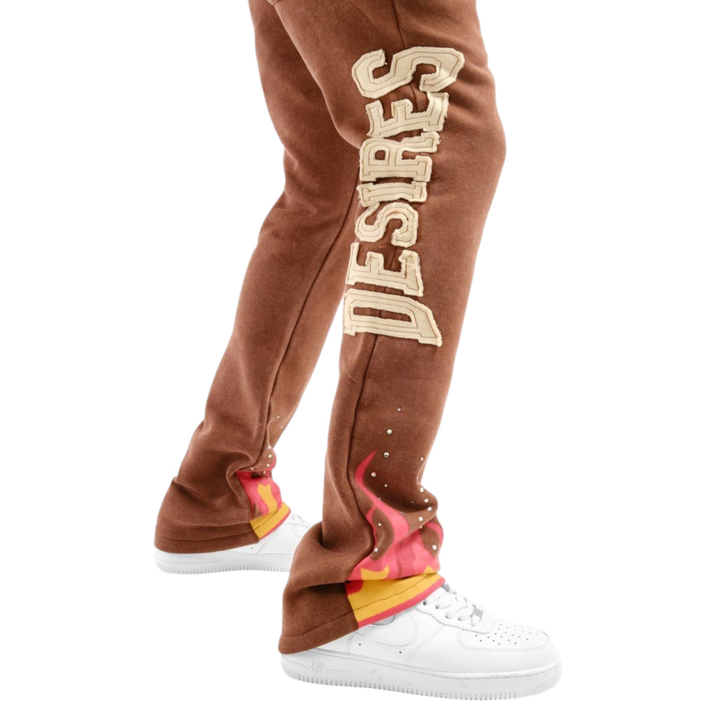 Men's Desires Stacked Flared Sweatpants In Brown