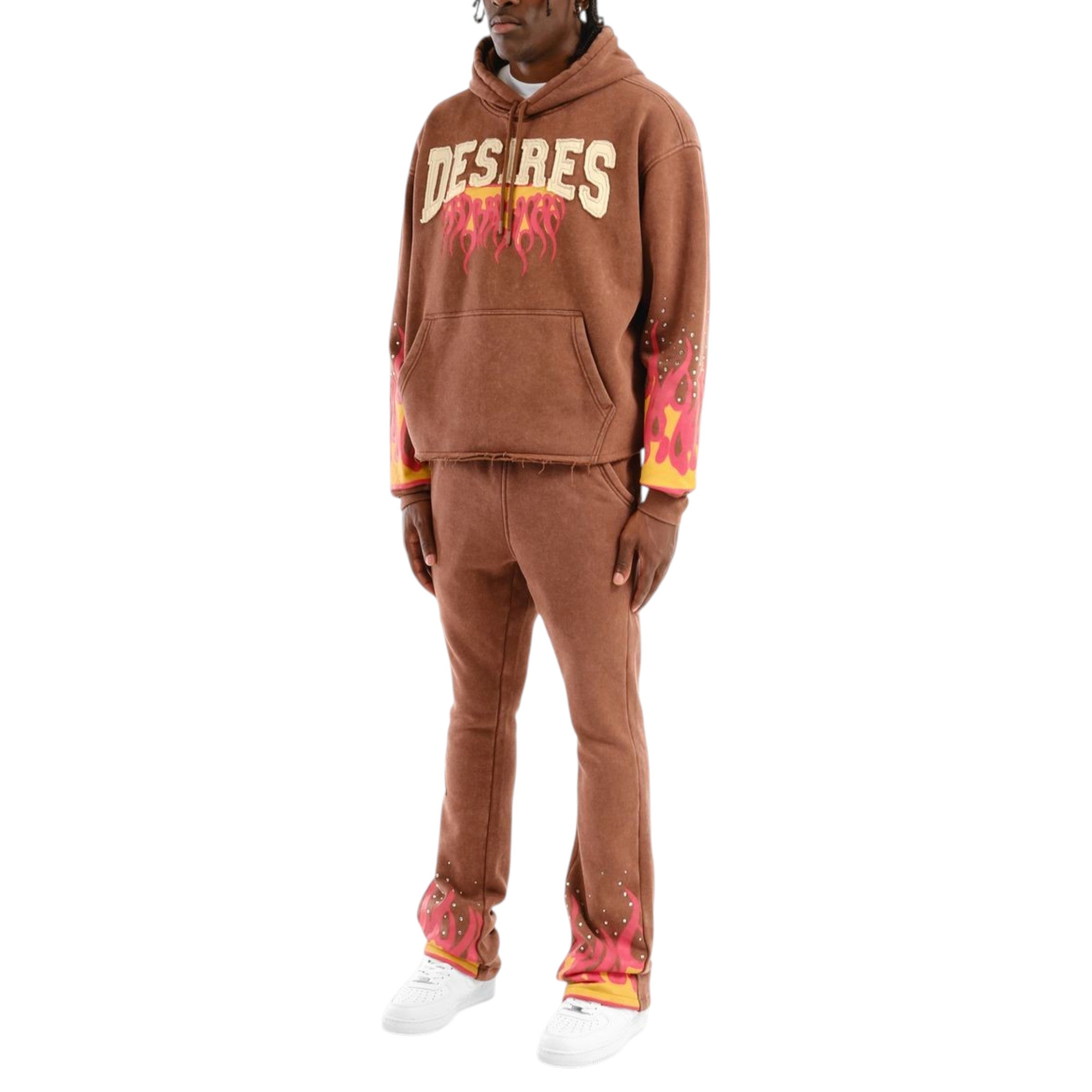 Men's Desires Stacked Flared Sweatpants In Brown